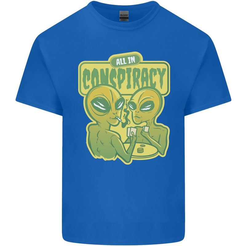 All in Conspiracy Funny Alien Poker Card Game Mens Cotton T-Shirt Tee Top Royal Blue