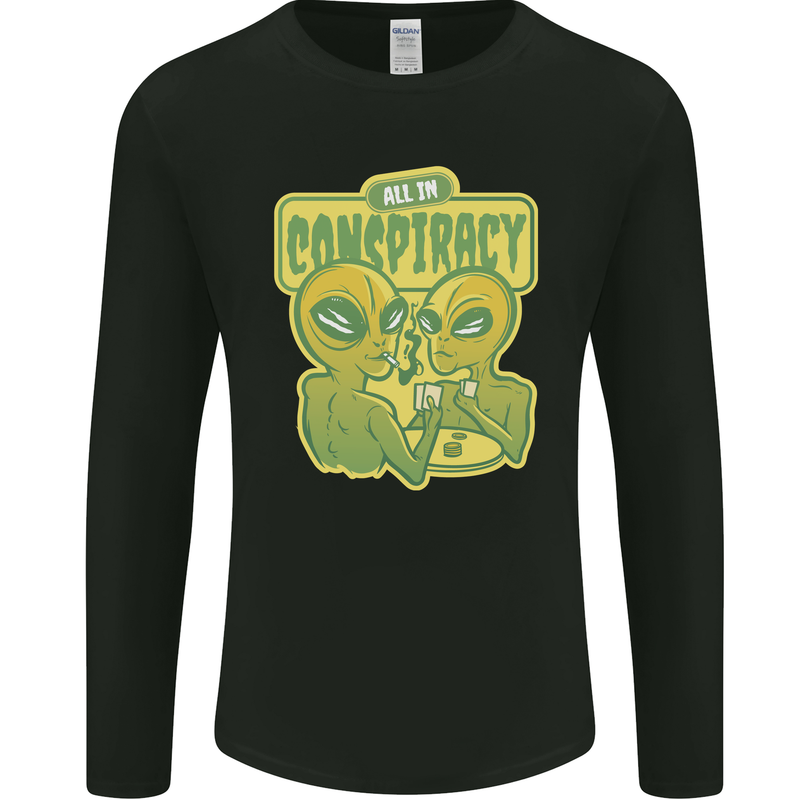 All in Conspiracy Funny Alien Poker Card Game Mens Long Sleeve T-Shirt Black