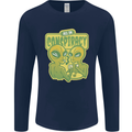 All in Conspiracy Funny Alien Poker Card Game Mens Long Sleeve T-Shirt Navy Blue