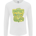 All in Conspiracy Funny Alien Poker Card Game Mens Long Sleeve T-Shirt White