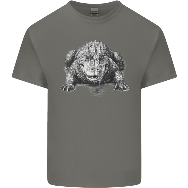 Alligator Drawing Crocodile Kids T-Shirt Childrens Charcoal