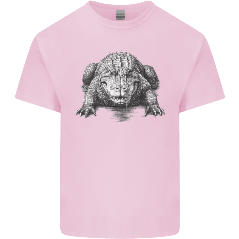 Alligator Drawing Crocodile Kids T-Shirt Childrens Light Pink
