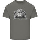 Alligator Drawing Crocodile Mens Cotton T-Shirt Tee Top Charcoal