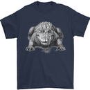 Alligator Drawing Crocodile Mens T-Shirt 100% Cotton Navy Blue