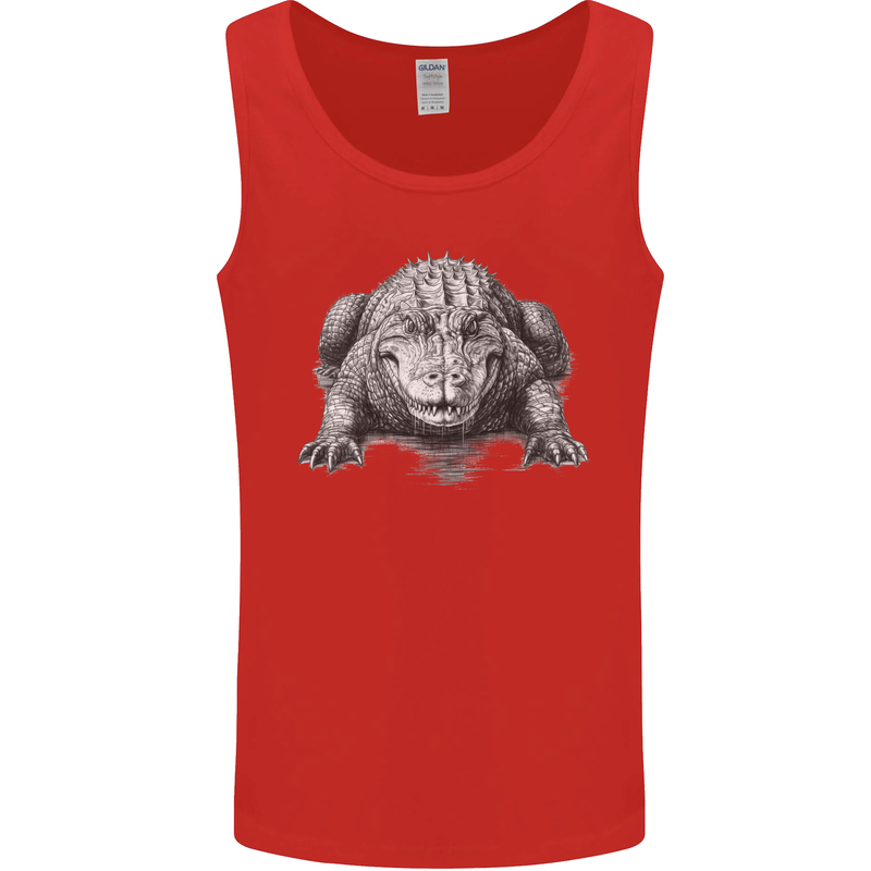 Alligator Drawing Crocodile Mens Vest Tank Top Red