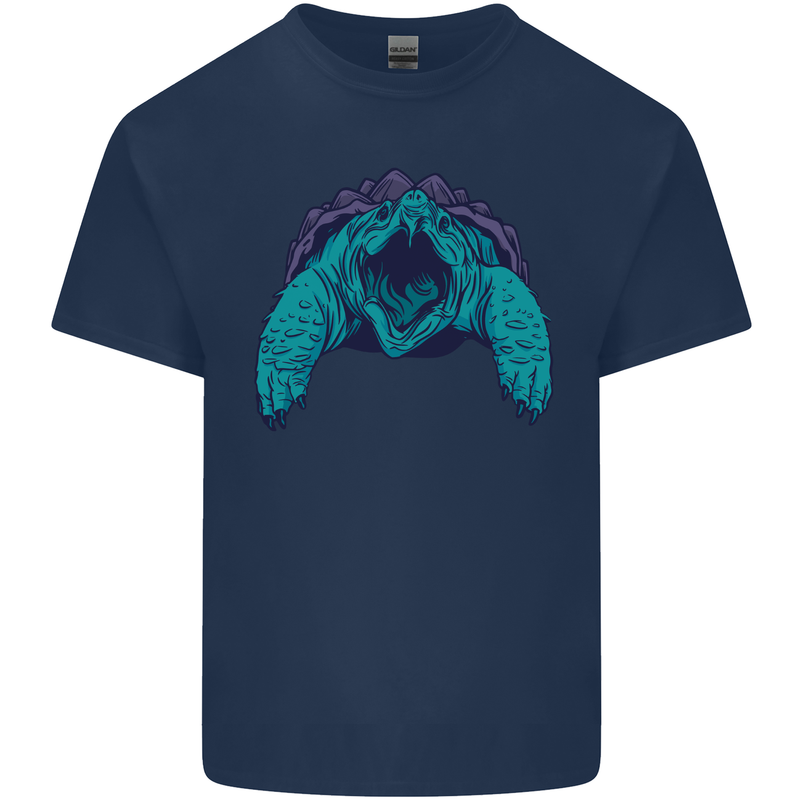 Alligator Snapping Turtle Mens Cotton T-Shirt Tee Top Navy Blue