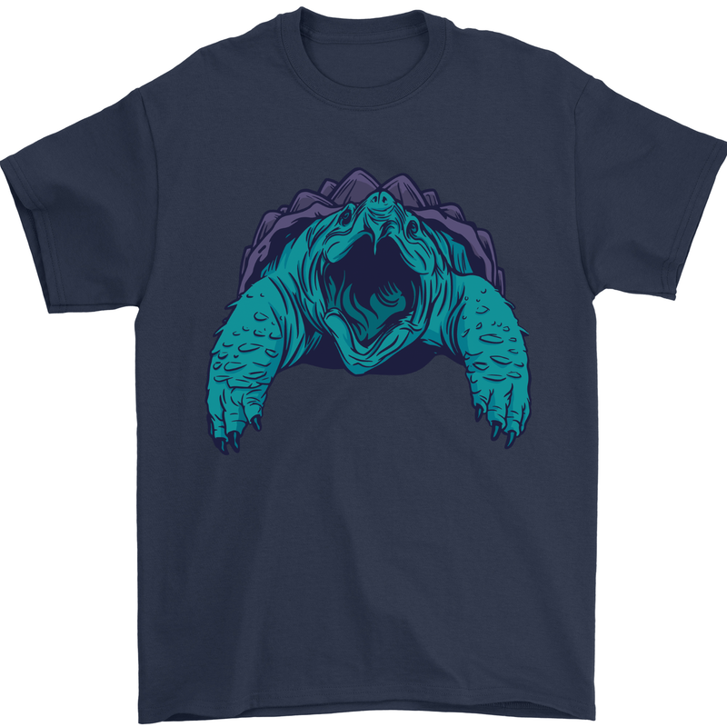 Alligator Snapping Turtle Mens T-Shirt 100% Cotton Navy Blue