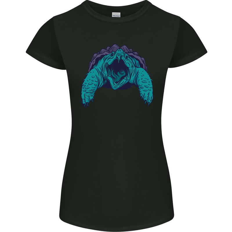 Alligator Snapping Turtle Womens Petite Cut T-Shirt Black