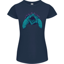Alligator Snapping Turtle Womens Petite Cut T-Shirt Navy Blue