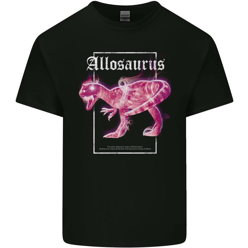 Allosaurus Dinosaur Mens Cotton T-Shirt Tee Top Black