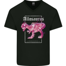 Allosaurus Dinosaur Mens V-Neck Cotton T-Shirt Black