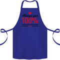 Always Give 100% Unless Blood Funny Donor Cotton Apron 100% Organic Royal Blue