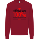 Always Give 100% Unless Blood Funny Donor Kids Sweatshirt Jumper Red