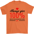 Always Give 100% Unless Blood Funny Donor Mens T-Shirt 100% Cotton Orange