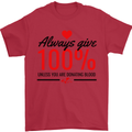 Always Give 100% Unless Blood Funny Donor Mens T-Shirt 100% Cotton Red