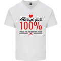 Always Give 100% Unless Blood Funny Donor Mens V-Neck Cotton T-Shirt White