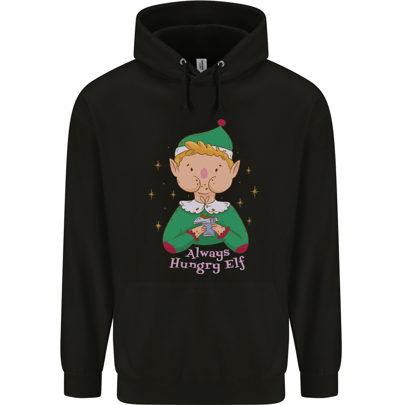 Always Hungry Elf Funny Christmas Food Xmas Childrens Kids Hoodie Black