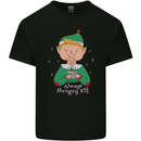 Always Hungry Elf Funny Christmas Food Xmas Mens Cotton T-Shirt Tee Top Black