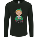 Always Hungry Elf Funny Christmas Food Xmas Mens Long Sleeve T-Shirt Black