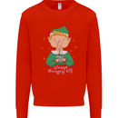 Always Hungry Elf Funny Christmas Food Xmas Mens Sweatshirt Jumper Bright Red