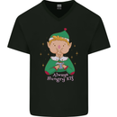 Always Hungry Elf Funny Christmas Food Xmas Mens V-Neck Cotton T-Shirt Black