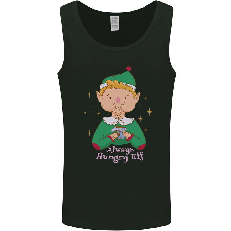 Always Hungry Elf Funny Christmas Food Xmas Mens Vest Tank Top Black