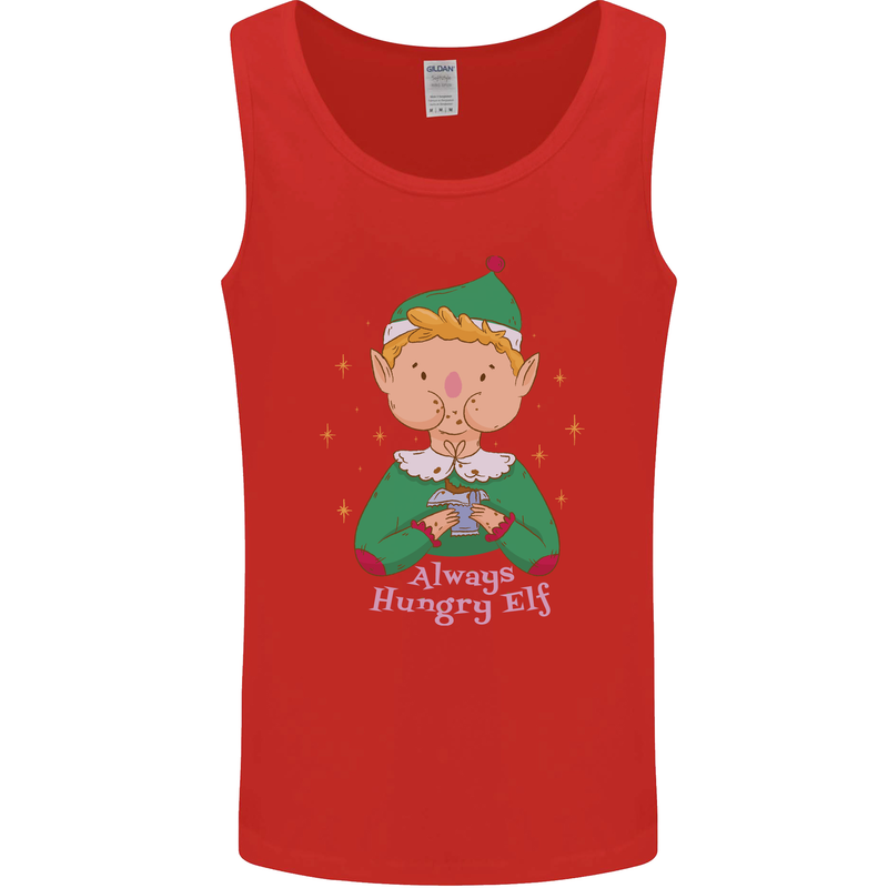 Always Hungry Elf Funny Christmas Food Xmas Mens Vest Tank Top Red
