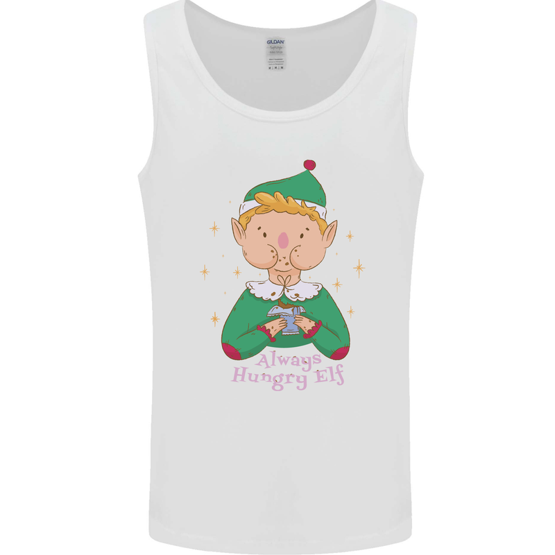 Always Hungry Elf Funny Christmas Food Xmas Mens Vest Tank Top White
