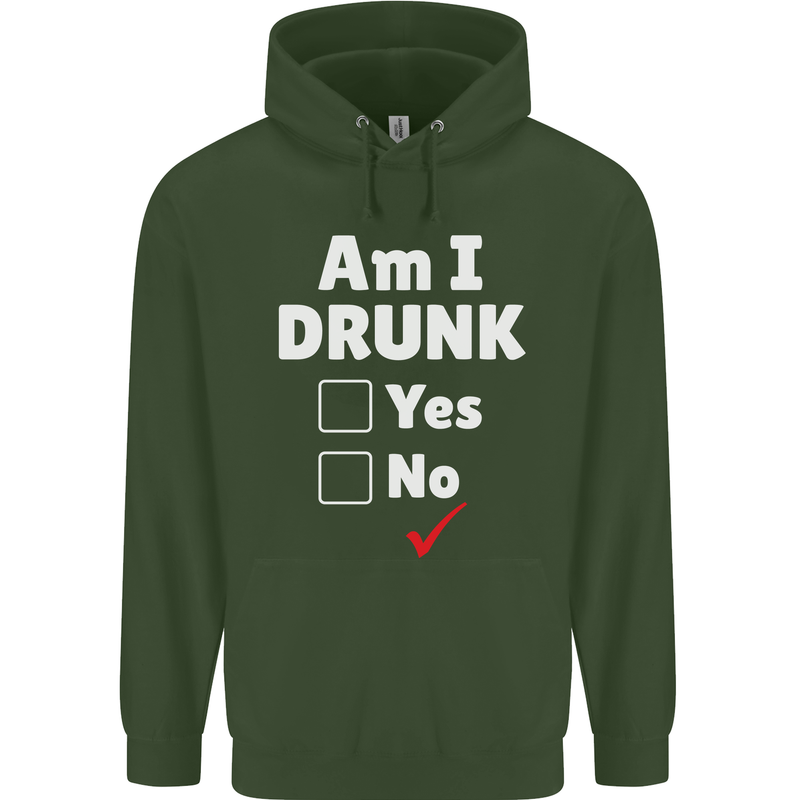 Am I Drunk Funny Beer Alcohol Wine Cider Guinness Childrens Kids Hoodie Forest Green