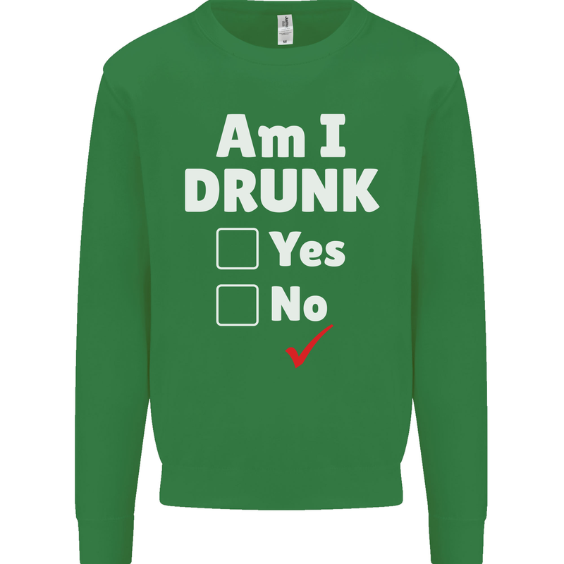 Am I Drunk Funny Beer Alcohol Wine Cider Guinness Kids Sweatshirt Jumper Irish Green