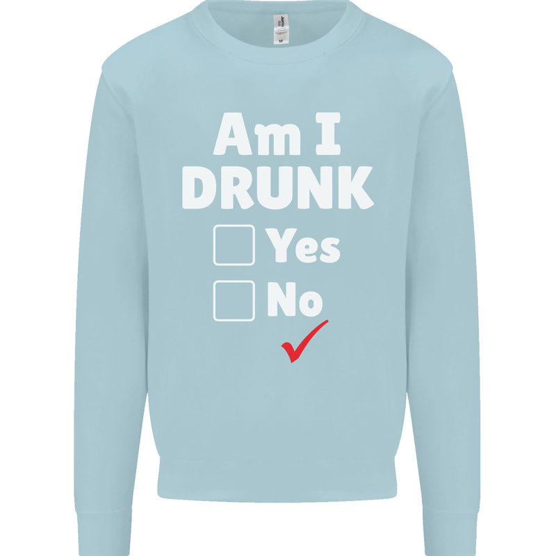 Am I Drunk Funny Beer Alcohol Wine Cider Guinness Kids Sweatshirt Jumper Light Blue