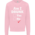 Am I Drunk Funny Beer Alcohol Wine Cider Guinness Kids Sweatshirt Jumper Light Pink