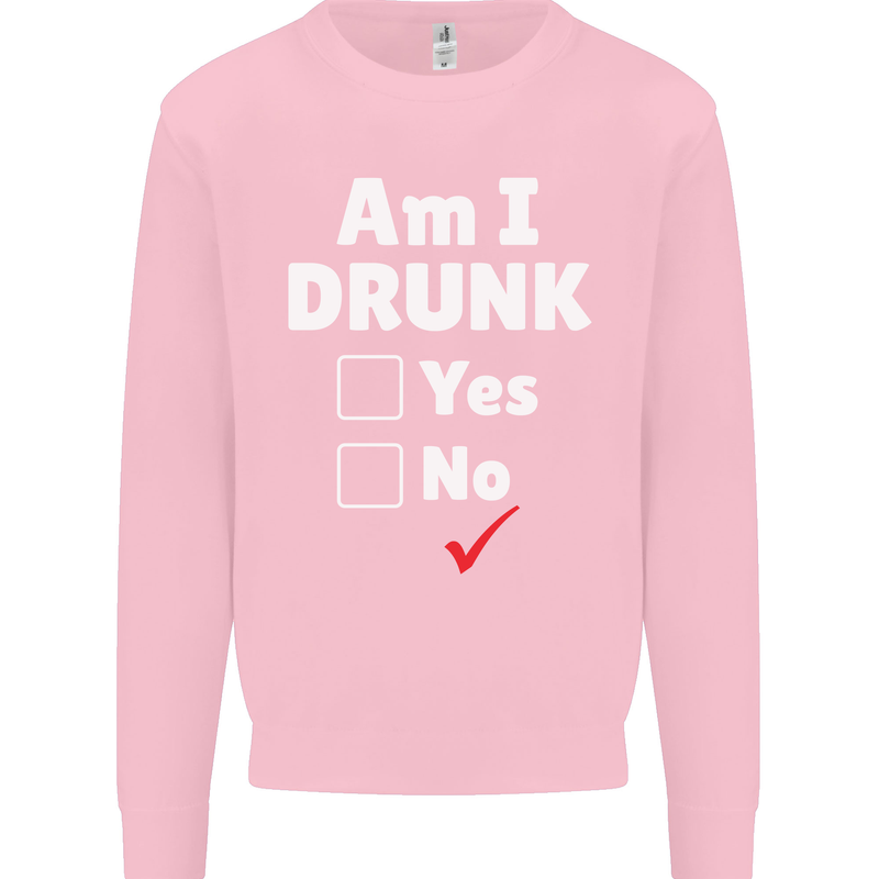 Am I Drunk Funny Beer Alcohol Wine Cider Guinness Kids Sweatshirt Jumper Light Pink