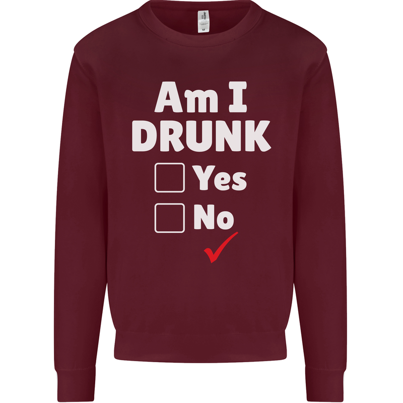 Am I Drunk Funny Beer Alcohol Wine Cider Guinness Kids Sweatshirt Jumper Maroon