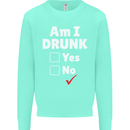 Am I Drunk Funny Beer Alcohol Wine Cider Guinness Kids Sweatshirt Jumper Peppermint