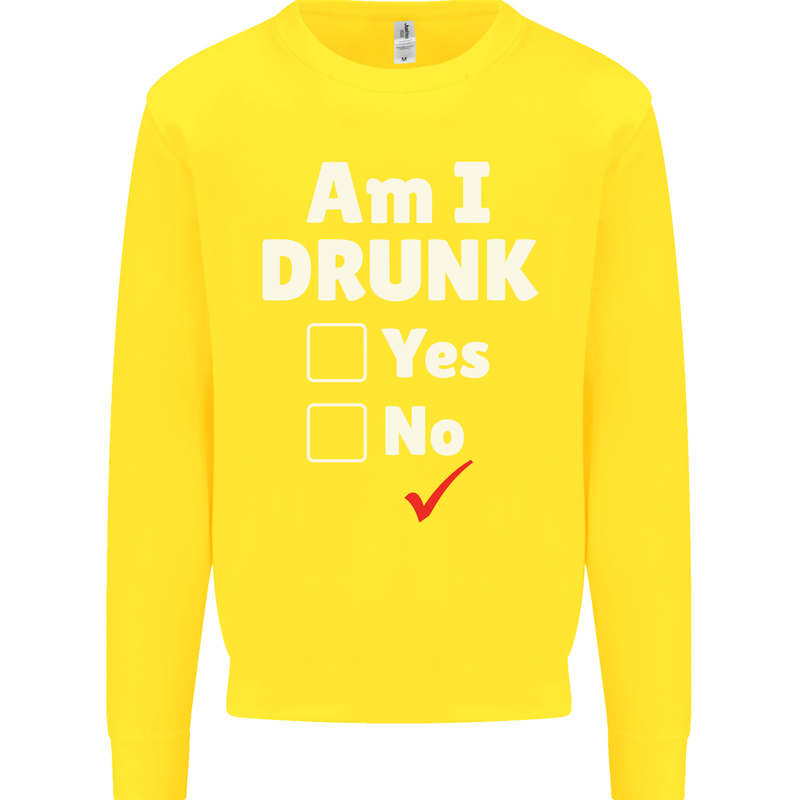 Am I Drunk Funny Beer Alcohol Wine Cider Guinness Kids Sweatshirt Jumper Yellow