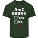 Am I Drunk Funny Beer Alcohol Wine Cider Guinness Mens Cotton T-Shirt Tee Top Forest Green
