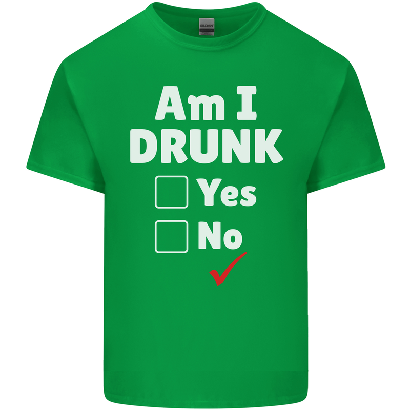 Am I Drunk Funny Beer Alcohol Wine Cider Guinness Mens Cotton T-Shirt Tee Top Irish Green