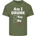 Am I Drunk Funny Beer Alcohol Wine Cider Guinness Mens Cotton T-Shirt Tee Top Military Green