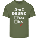 Am I Drunk Funny Beer Alcohol Wine Cider Guinness Mens Cotton T-Shirt Tee Top Military Green