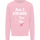Am I Drunk Funny Beer Alcohol Wine Cider Guinness Mens Sweatshirt Jumper Light Pink