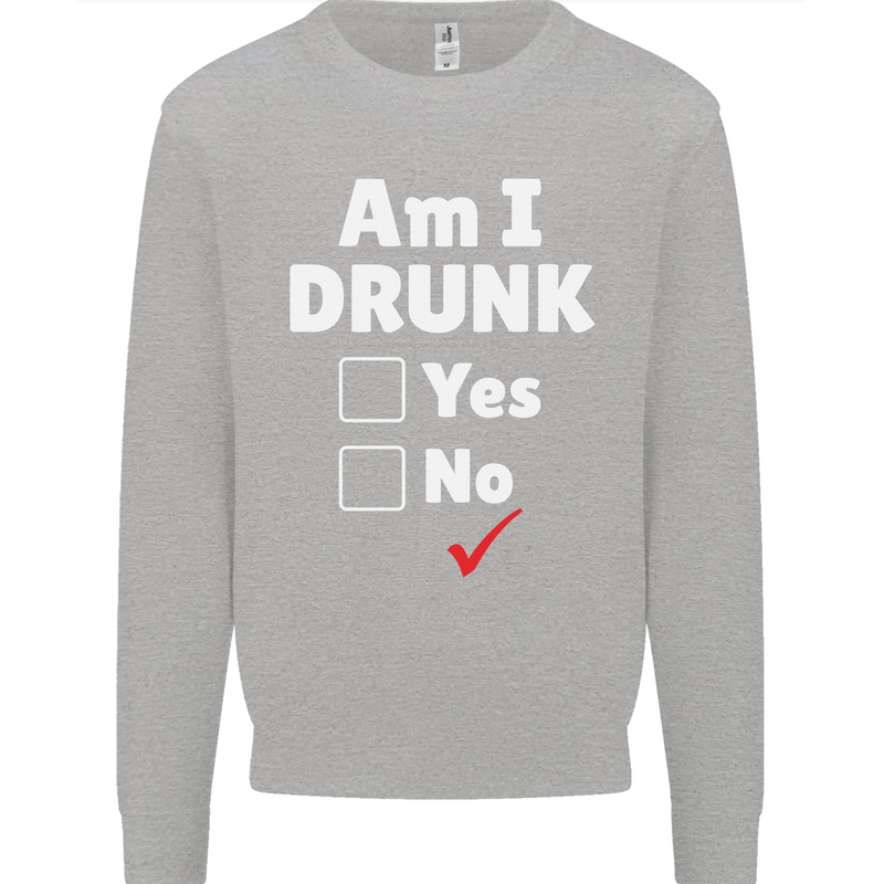 Am I Drunk Funny Beer Alcohol Wine Cider Guinness Mens Sweatshirt Jumper Sports Grey