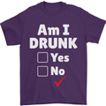 Am I Drunk Funny Beer Alcohol Wine Cider Guinness Mens T-Shirt 100% Cotton Purple