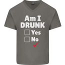 Am I Drunk Funny Beer Alcohol Wine Cider Guinness Mens V-Neck Cotton T-Shirt Charcoal