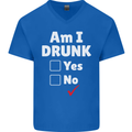 Am I Drunk Funny Beer Alcohol Wine Cider Guinness Mens V-Neck Cotton T-Shirt Royal Blue