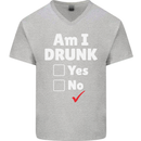 Am I Drunk Funny Beer Alcohol Wine Cider Guinness Mens V-Neck Cotton T-Shirt Sports Grey