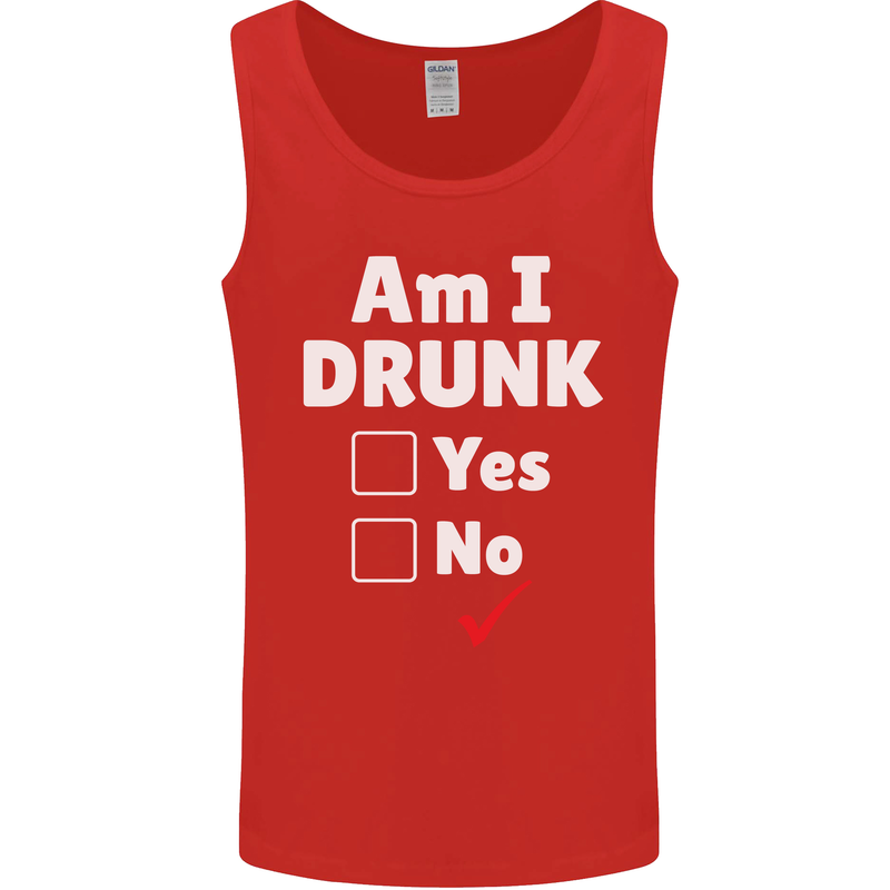 Am I Drunk Funny Beer Alcohol Wine Cider Guinness Mens Vest Tank Top Red