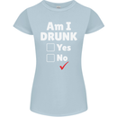 Am I Drunk Funny Beer Alcohol Wine Cider Guinness Womens Petite Cut T-Shirt Light Blue