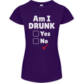 Am I Drunk Funny Beer Alcohol Wine Cider Guinness Womens Petite Cut T-Shirt Purple