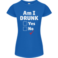 Am I Drunk Funny Beer Alcohol Wine Cider Guinness Womens Petite Cut T-Shirt Royal Blue